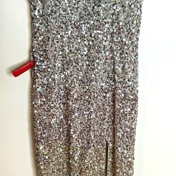 Mac Duggal embellished sequins ombré color long gown with slit style 5064 size 6 - Picture 5 of 15